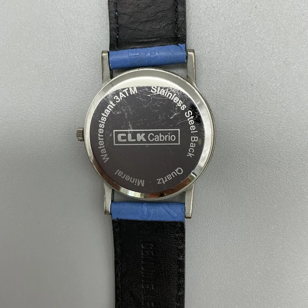 Mercedes-Benz CLK Cabrio Mens Watch 32mm White Blue Dial Blue Leather New Batt